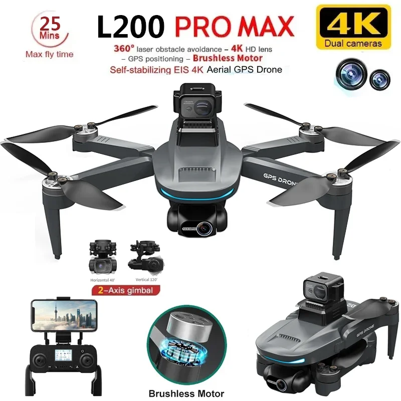L200 PRO MAX Drone 4K 2-Axis P - Rc Helicopter Electric のレビューと価格