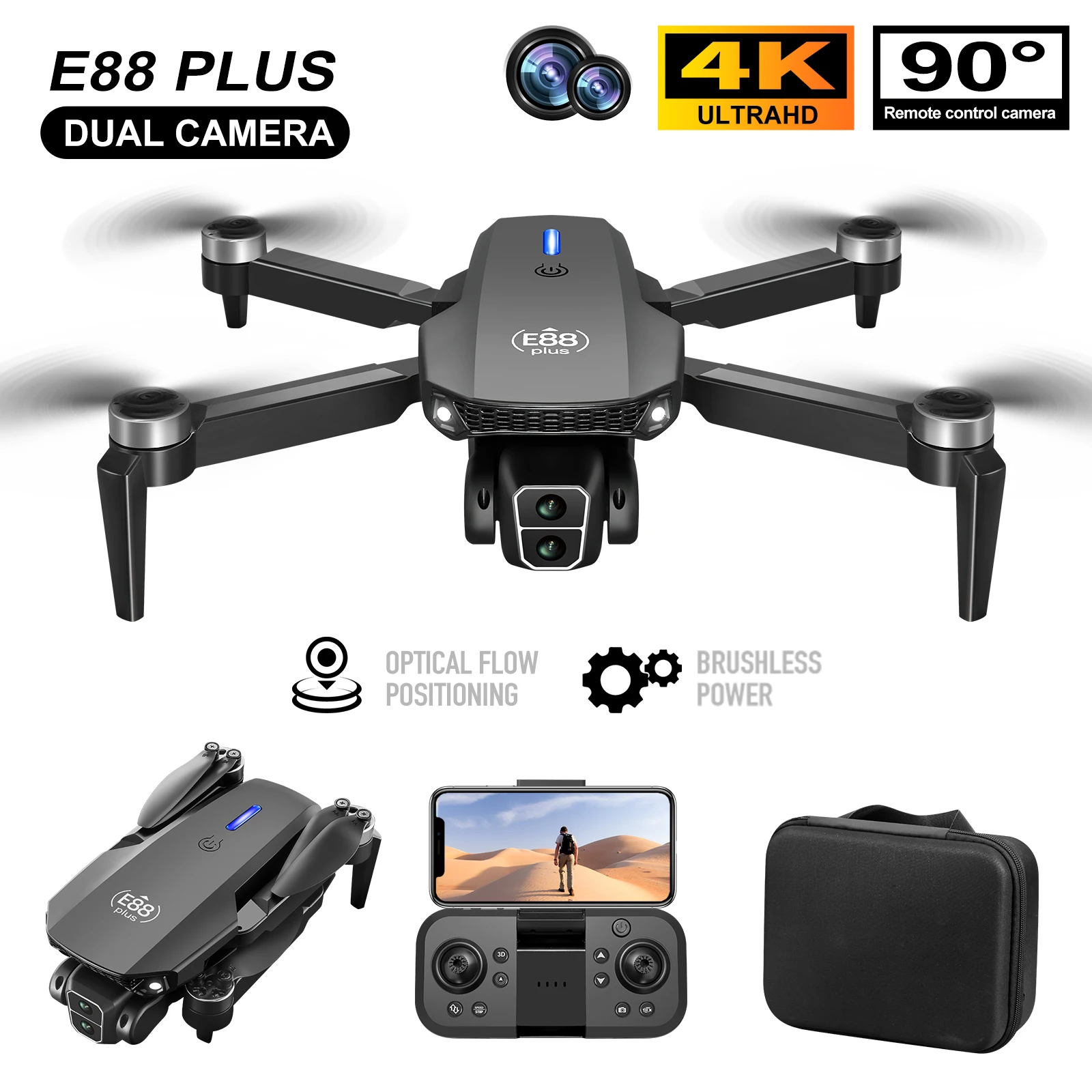 New E88 Plus Quadcopter Drone: - Rc Helicopter Electric のレビューと価格
