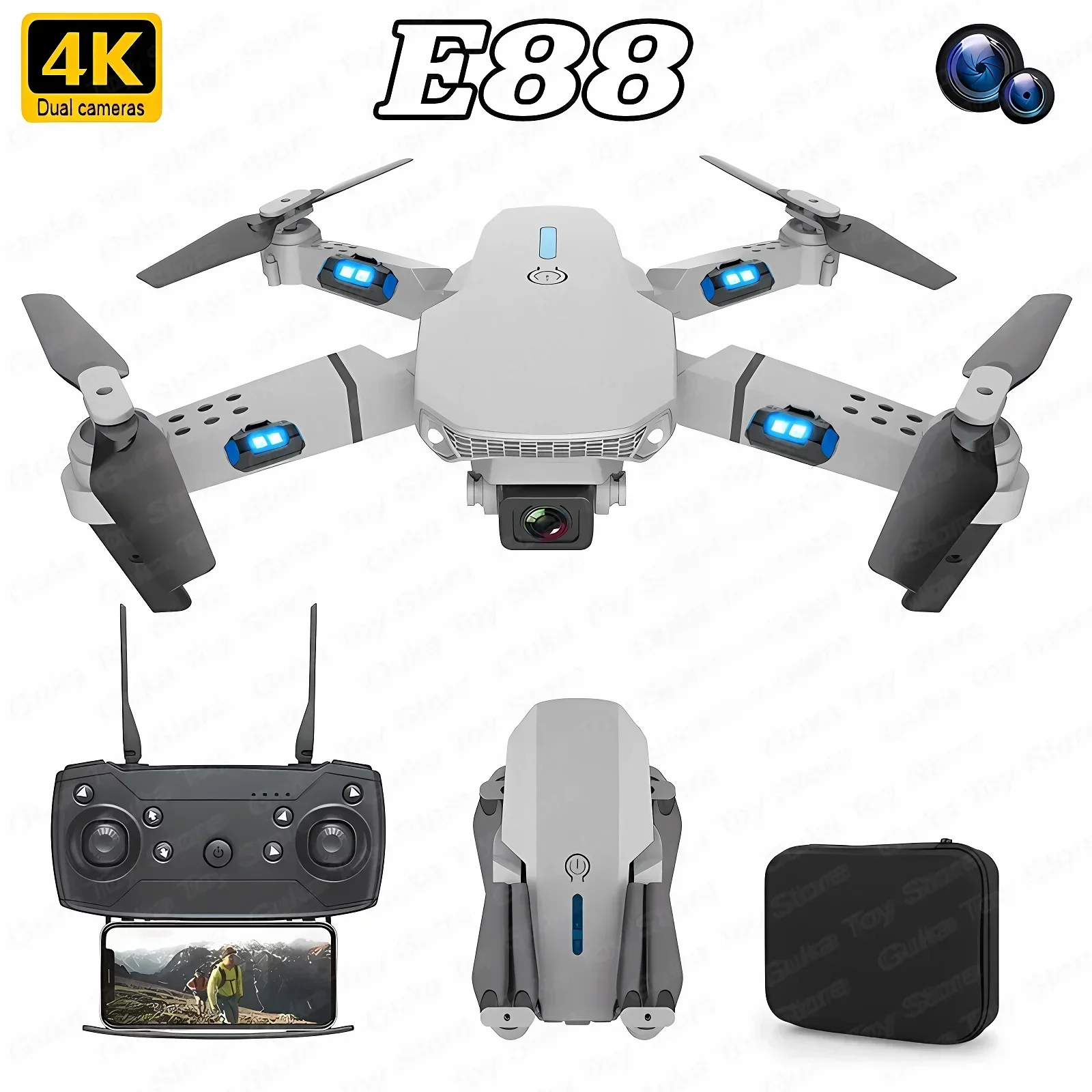 E88 Pro WIFI FPV Drone Wide An - Rc Helicopter Case のレビューと価格